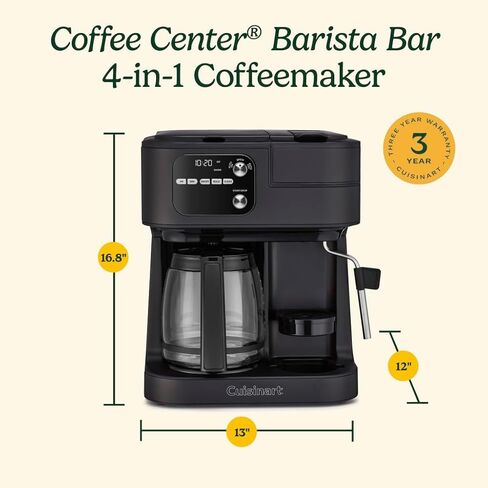 CUISINART Coffee Maker Barista System, Coffee Center 4-In-1 Coffee Machine, Single-Serve Coffee, Espresso & Nespresso Capsule Compatible, 12-Cup Carafe, White, SS-4N1W in Saudi Arabia