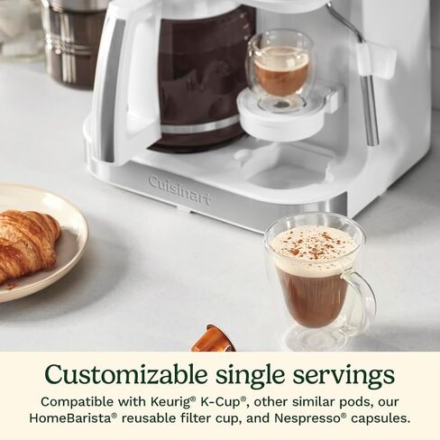 CUISINART Coffee Maker Barista System, Coffee Center 4-In-1 Coffee Machine, Single-Serve Coffee, Espresso & Nespresso Capsule Compatible, 12-Cup Carafe, White, SS-4N1W in Saudi Arabia