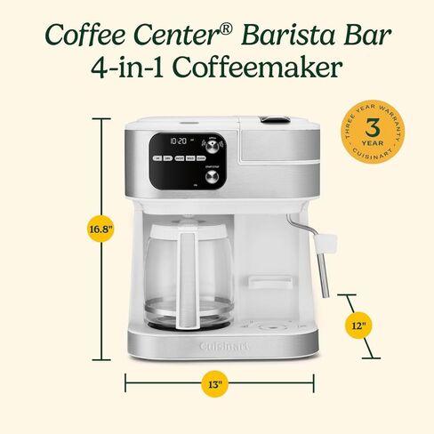 CUISINART Coffee Maker Barista System, Coffee Center 4-In-1 Coffee Machine, Single-Serve Coffee, Espresso & Nespresso Capsule Compatible, 12-Cup Carafe, White, SS-4N1W in Saudi Arabia
