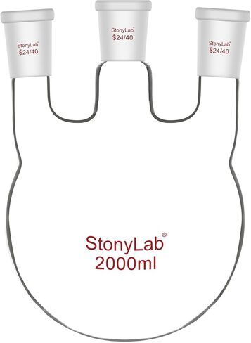 دورق سفلي دائري من stonylab مع 3 مفاصل عنق مستقيمة - 24/40 قياسية، زجاج بوروسيليكات عالي 2000 مل، مثالي للكيمياء والمختبرات والتجارب العلمية والتقطير وتطبيقات الارتجاع in Saudi Arabia