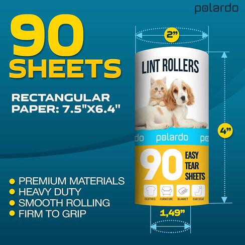 Lint Rollers 2 pcs, 540 Sticky Sheets, Extra 4 Spare Rollers/Hair Remover for Clothes, Furniture, Couch, Carpet, Dog Hair Remover, Cat Hair Remover, Animal Fur, Fuzz in Saudi Arabia