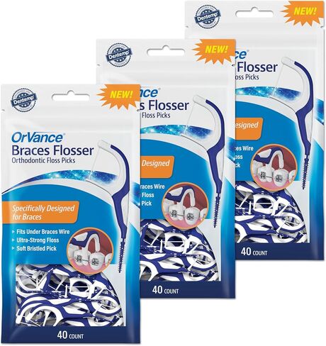 Braces Flosser - Designed for Braces for an Easy & Effective Clean, Ultra Strong Floss - 40 Count (Pack of 2) in Saudi Arabia