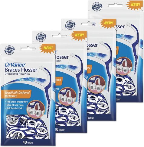 Braces Flosser - Designed for Braces for an Easy & Effective Clean, Ultra Strong Floss - 40 Count (Pack of 2) in Saudi Arabia