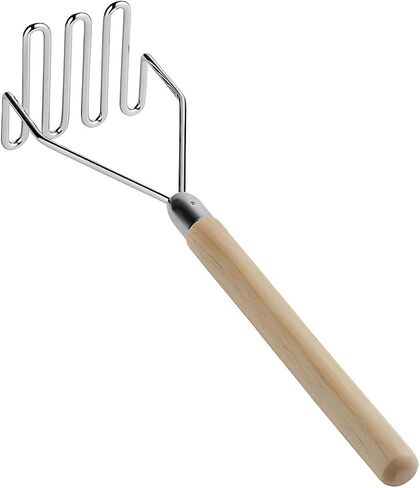 OCS Parts Pro Chef Series 18-Inch Round Potato Masher with Wood Handle | Heavy Duty Chrome Plated Food and Potato Masher for Home and Commercial Kitchens in Saudi Arabia