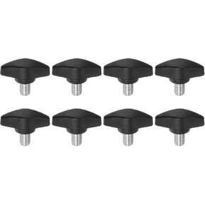 HARFINGTON 8pcs Tee Wing Knobs M8 x 90mm Metric Male Threaded Stud T Head Plastic Knob Handles Thumb Screws Hand Clamping Tightening Knob Grip Thumbscrew, Black