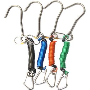 TiTo 1 Pcs Titanium Scuba Reef Hook, Scuba Diving Hook with Quick Release Buckle and Dive Spring Coil Lanyard Random Color