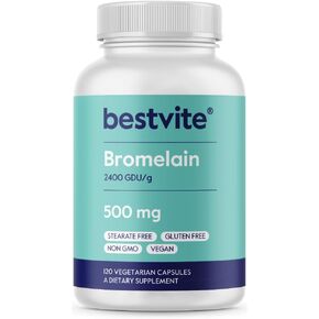 Bromelain 500mg (2400 GDU/Gram) (120 Vegetarian Capsules) - No Stearates - Vegan - No Gelatin - No Silica - Non GMO - Gluten Free