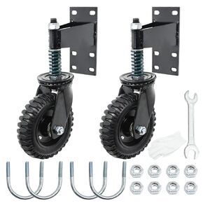 VIKKSAER 2Pcs 6"Fence Gate Wheels Gate Wheel, Heavy Duty Gate Caster Spring Cushioned Caster Wheel w/Suspension, for Metal Tube Gate for Swing Gate Support