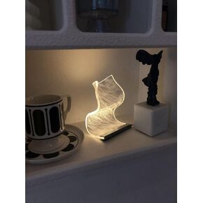 [USB] Modern Curved LED Desk Lamp | Futuristic Ambient Lighting for Gaming Rooms, Bedrooms, and Desks | Unique Acrylic Lampshade with Transparent LED Screen - Standard