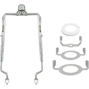 Lamp-Shade Harp Holder Adjustable Support - Tall 7 8 9 10 inch and 3/8 inch Standard Saddle E14 E26 E27 Light Base UNO Fitter Adapter Converter Finial Set Detachable Parts Bracket (Polished Brass)