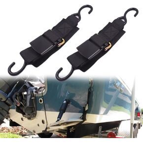 Boat Trailer Tie Downs Strap, Marine Transom Adjustable Quick Release Buckle Anti-Scratch Hooks for Pontoon Jet ski, 47" L (2 PCS)