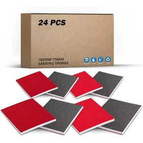 24Pcs 180-2500 Abrasive Sponges Ultra Fine Sandpaper Assortment Pads, Soft Foam Sanding Block Dry Wet Sandpaper Extremely Suitable for Decoration Projects Such as Painting, Wood Carving, Model Making