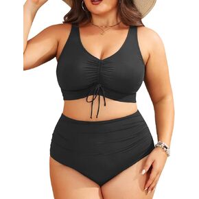 Aqua Eve Plus Size High Waisted Bikini - Women Two Piece Swimsuits Tummy Control Bathing Suit 2025 Swimwear