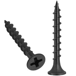 170pcs #6 × 1-1/2 inch Drywall Screws, Black Wood Screws, Coarse Thread Sheetrock Screws, Phillips Head Drive, High Hardness Black Screws for Drywall, Sheetrock, Wood