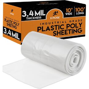 Clear Poly Sheeting - 20x100 Feet – Heavy Duty, 3.4 Mil Thick Plastic Tarp – Waterproof Vapor and Dust Protective Equipment Cover, Construction and Industrial Use - by Xpose Safety