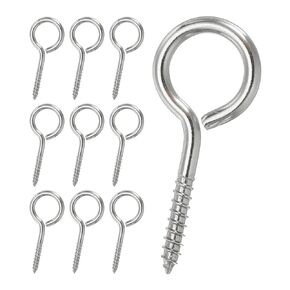PATIKIL Screw Eyes 3/16 x 2.5 Inch / M5x65mm, 10 Pcs 304 Stainless Steel Eye Screw Hooks Self Tapping Eye Bolt for Wood Securing Cables Wire, Indoor & Outdoor Use, Black