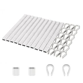 3/16" Wire Rope Thimbles 20Pcs + 100Pcs M5 Wire Rope Sleeve,Aluminum Crimping Loop Sleeves Cable Crimps Ferrules Stainless Steel Thimble Rigging for Diameter 6mm Cable