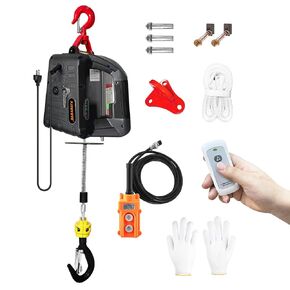 Electric Hoist Winch 1100lbs, 3 in 1 Portable Electric Winch Manual/Cable/Remote Control, Overload Protection 25ft Lifting Height, Suitable for Lifting in Factories,Construction Sites