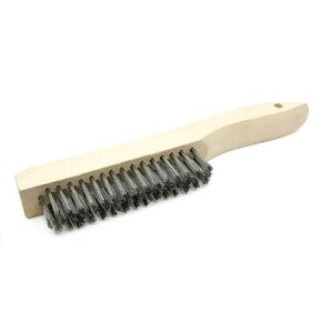 Benchmark Abrasives 10" Shoe Handle Wire Scratch Brush Wooden Handle for Cleaning, Removing Rust, Paint, Corrosion, Multi-Purpose Wire Brush - 12 Pack (Carbon Steel)