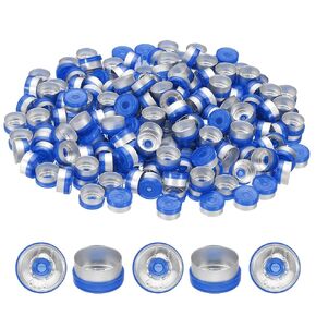 PATIKIL 13mm Flip Off Caps, 200 Pcs Flip Off Caps Flip Off Seals Flip Off Vial Seals Plastic Aluminum Caps Cover for Glass Vial Laboratory, Yellow