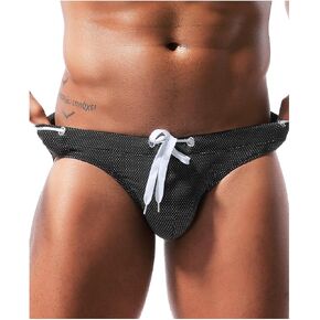 Arjen Kroos Men's Sexy Breathable Swim Briefs Quick Dry Tagless Bikini Swimwear with Drawstrings