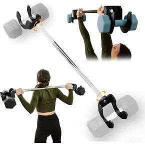 Dumbbell Barbell Converter Bar With Self Balancing Tech - Home Gym Dumbbell Converter to Barbell Compatible With BowFlex Dumbbells - Premium Steel & Iron Barbell Dumbbell Bar
