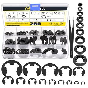 237Pcs Stainless Steel Internal Tooth Star Lock Washers and E-Clip Assortment Set, Quick Speed Locking Washers(M2-M12), E Clip Circlip External Retaining Rings(1.5mm-15mm)