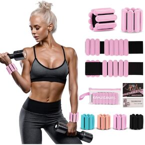 Wrist Ankle Weights for Women, Adjustable Hand Arm Leg Weights for Men Set of 2 (1LB Each), Wearable Silicone Wrist Bangles for Women, Ankle Weights for Walking Pilates Yoga Dance Running Gym