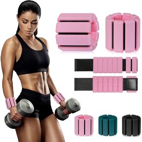 Wrist weights,ankle weights for women,Adjustable Wrist weights set of 2 （1Lbs each）Wearable Arm & Leg Weights for Pilates, Walking,Yoga,Dance，Barre，runing，Swimming