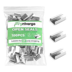 Packaging Open Serrated Seals for 5/8'' Width Polyester(PET) Strappings, Metal Clips for Banding Pallet Strapping Kit (Pack of 100) (100)