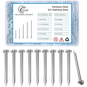 1300PCS Stainless Steel Hardware Nails with Storage Box, 3/4 Inch Flat Head Nails for Hanging Pictures and Woodworking, Picture Hanging Nails, Small Nails, Wall Nails, Wood Nails, Finishing Nails