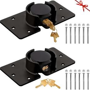 2 Pack Van Door Locks Keyed Alike, 73mm Heavy Duty Solid Steel Hidden Shackle Padlock and Hasp Set, with 4pcs Keys and 80mm Screws for Vans, Trucks, Gates, Trailer Black