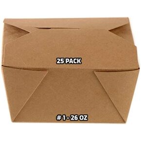 EcoQuality [25 PACK Take Out Food Containers 26 oz Kraft Brown Paper Box Microwaveable Leak and Grease Resistant - To Go Containers - Restaurant, Catering, Food Truck - Recyclable Lunch Box #1