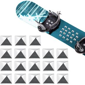 18Pcs Snowboard Stomp Pad Pyramid Studs Snowboard Grip Stomp Pad Anti Slip Metal Grip Snowboard Step Pad Self Adhesive Snow Board Mat Provides Extra Grip for Men Women Winter Snowboarding Ski Skiing
