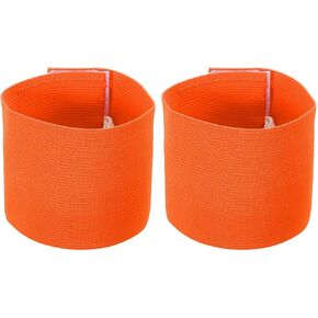 PATIKIL 9.4x2.5 Soccer Captain C Armband, 2 Pack Nylon Unisex Elastic Arm Band Adjustable for Youth Adult Team Training, Orange