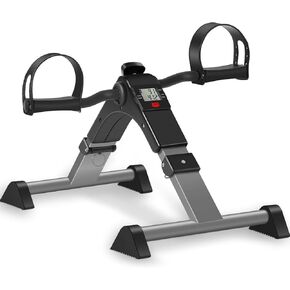 TABEKE Under Desk Bike Pedal Exerciser, Fully Assembled Mini Exercise Bike for Leg and Arm Workouts, Foldable Desk Bike Peddler Machine for Seniors with Clear LCD Display & Adjustable Resistance