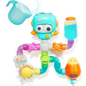 Baby Bath Toys - 14 PCS Silicone Bath Toys with Rubber Animal Bath Finger Puppets, Design for Easy Cleaning, Safe Water Toys Toddler Birthday Gift for Preschool Boys/Girls