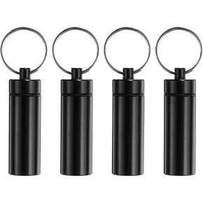 uxcell 4 Pcs Metal Toothpick Holder, Reusable Toothpick Case Waterproof Toothpick Container with Keychain for Outdoor Picnic Camping Traveling, Gold