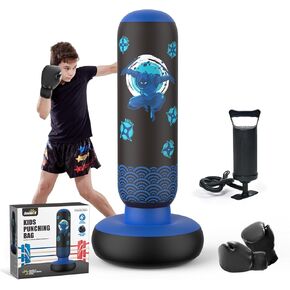 Punching Bag for Kids, Tall Larger 66’’ Inflatable Punching Bag Boxing Bag for Kids Teens, Punching Bag Set Toy with Gloves and Pump for Practicing Karate, Taekwondo