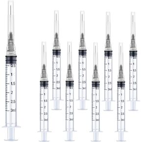 Luer lock 3ml 22Ga 1 Inch(25mm), 50 Pack Sterile Lab Utensils for Scientific Research, Industrial Dispensing or Liquid Measuring