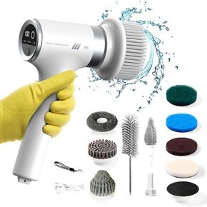 Electric Spin Scrubber for Cleaning, Bathroom Cleaning Brush with 9 Replaceable Heads, Horsepower Scrubber as Seen on TV, Rechargeable Power Scrubbers for Cleaning Kitchen/Toilet/Shower/Window/Tub