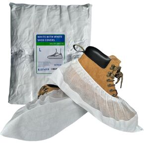 Heavy duty shoe covers, disposable shoe covers, waterproof and wear-resistant plastic non-woven fabric foot covers, outdoor lawn, XXL50 pieces,white and white