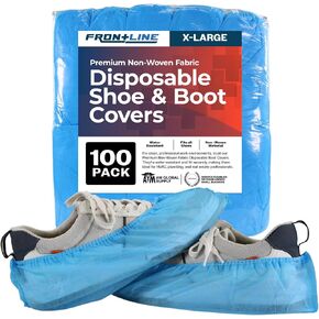 Frontline Disposable Shoe Covers – Non-Woven, Durable, Booties Shoe Protectors – Water Resistant - One Size Fits Most, Indoor Use – for Real Estate, Technicians, Home (1000)