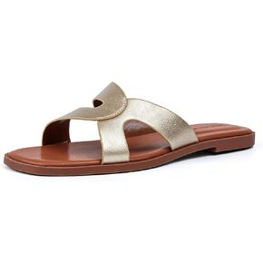 Stratuxx Kaze Womens Flat Sandals Flat Slide Sandals Metallic Flats Sandals