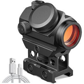 MidTen Rechargeable Red Dot Sight, 1x20mm 2 MOA Red Dot, Waterproof & Shockproof & Fog-Proof Chargeable Red Dot Scope with Lower 1/3 Co-Witness Riser