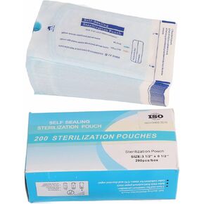 200Pcs Box Autoclave Bag, Disposable Bag Sealed Self Sealing Bag for Dental Equipment, Cosmetic Packaging 90 X 165mm