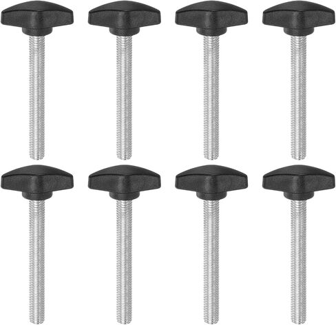 HARFINGTON 8 قطع مقابض جناح تي M8 × 90 مم متري ذكر ملولب على شكل حرف T مقابض بلاستيكية مقابض إبهام براغي تثبيت يدوية مقبض تشديد مقبض إبهام، أسود in Saudi Arabia