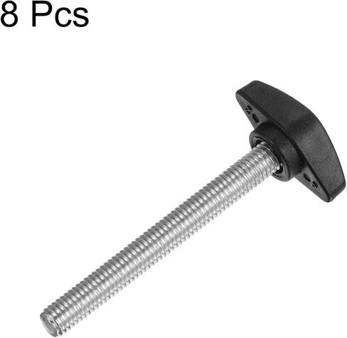 HARFINGTON 8 قطع مقابض جناح تي M8 × 90 مم متري ذكر ملولب على شكل حرف T مقابض بلاستيكية مقابض إبهام براغي تثبيت يدوية مقبض تشديد مقبض إبهام، أسود in Saudi Arabia