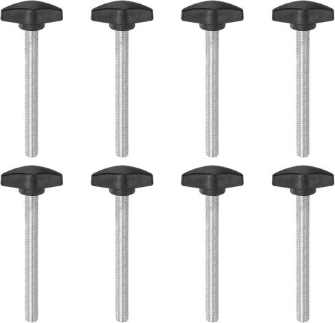 HARFINGTON 8 قطع مقابض جناح تي M8 × 90 مم متري ذكر ملولب على شكل حرف T مقابض بلاستيكية مقابض إبهام براغي تثبيت يدوية مقبض تشديد مقبض إبهام، أسود in Saudi Arabia