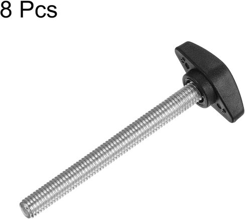 HARFINGTON 8 قطع مقابض جناح تي M8 × 90 مم متري ذكر ملولب على شكل حرف T مقابض بلاستيكية مقابض إبهام براغي تثبيت يدوية مقبض تشديد مقبض إبهام، أسود in Saudi Arabia